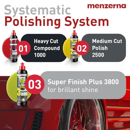 menzerna Swirl Remover Kit I Car polishing Set I Super Finish 3800 - color: 8oz. + Pad