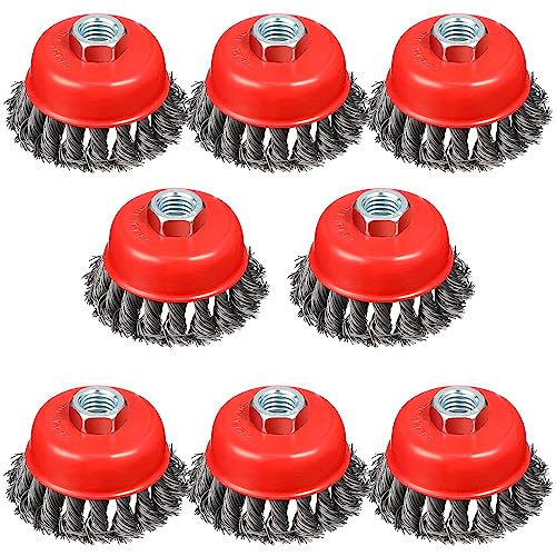 4" Wire Wheel for Angle Grinder 8PCS Twisted Knotted Wire Brush for Grinder - style: 8 PACK 4'' Cup Brush