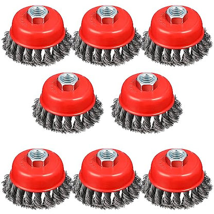 4" Wire Wheel for Angle Grinder 8PCS Twisted Knotted Wire Brush for Grinder - style: 8 PACK 4'' Cup Brush