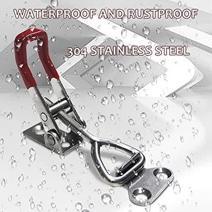 CUKAYO 4pcs Toggle Latch Clamp, 304 Stainless Steel Pull Hasp Latches, Quick Release Hand Tool Toggle Clamp for Smoker Lid Jig,Case Trunk,220Lbs Holding Capacity