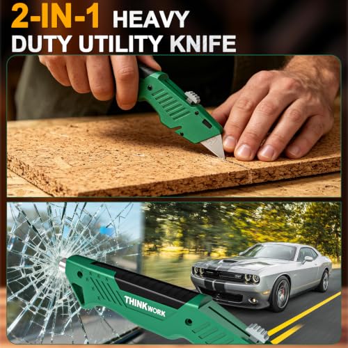 THINKWORK Utility Knife Box Cutter, Retractable & All Metal