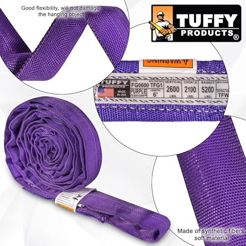 Flexi-Grip Purple 6 ft Endless Round Sling, 2,600 lb. Vertical Capacity, Heavy Duty Lifting Sling, USA Made - color: 01 Purple - Vertical Capacity 2,600 lbs, size: 6FT