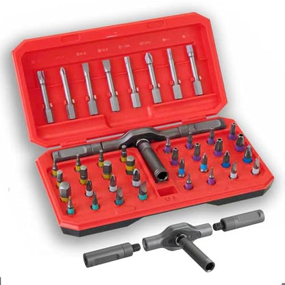 42 in 1 Magnetic Ratchet Screwdriver Set with Detachable T-Handle - color: Red, size: 42 in 1