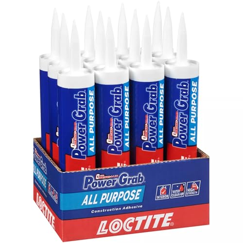 Loctite Power Grab Express All Purpose Construction Adhesive, 9 fl oz Cartridge, 12 Pack - Versatile Construction Glue for Cement, Tile, Wall & More - size: 12 Pack, style: 9 fl oz