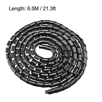 uxcell 11mm Flexible Spiral Cable Wrap Wire Cord Wraps Computer Manage Cord 6.5M Length Black - size: 9mmx11mmx6500mm