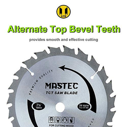Framing Saw Blade Circular 7-1/4-Inch 24 Tooth with ATB Carbide and 5/8-Inch Diamond Knockout Arbor - size: 7-1/4 Inch 24T
