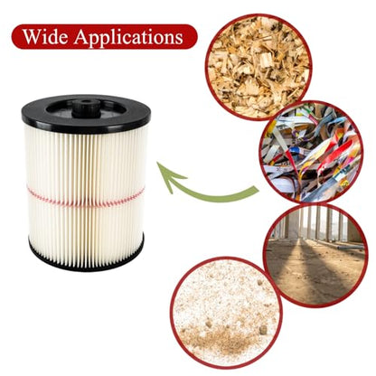 2 Packs of 17816 Filter Compatible with Craftsman Shop Vac Wet/Dry 5/6/8/12/16/32 Gallon and Larger Vacuum Cleaner, 9-17816 Red Stripe Vacuum Cartridge Filters