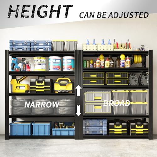 60" H Heavy Duty Garage Shelving 3000LBS Storage Shelves Adjustable 5 Tier Metal Shelving Unit, Industrial Utility Rack for Garage, Workshop, Basement, Home Office 60" H*27.5W*12D - size: 505(12.01''D*27.56''W*60''H)