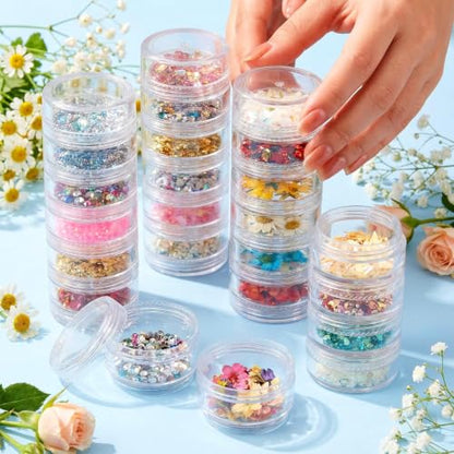 3 Sets 6 Layer Stackable Plastic Containers, 10G/10ML Clear Cosmetic Storage Box Round Organizer Jars for Beads, Buttons, Small Jewelry Findings