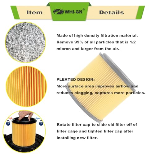 2 Pack VCFS Replacement Filters for Vacmaster 5-16 Gallon Wet/Dry Vacs