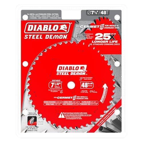 Diablo Steel Demon Cermet II Saw Blade - 7-1/4" Diameter, 48 TCG Teeth - size: 7-1/4", style: 48 TCG
