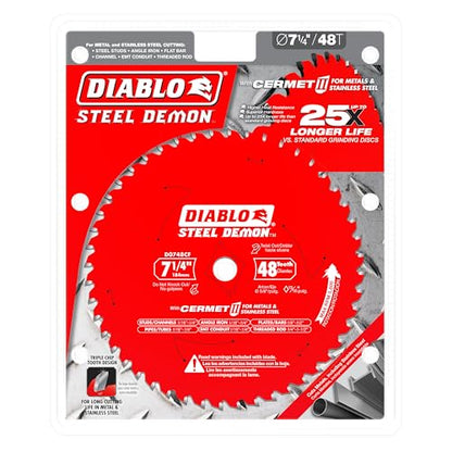 Diablo Steel Demon Cermet II Saw Blade - 7-1/4" Diameter, 48 TCG Teeth - size: 7-1/4", style: 48 TCG