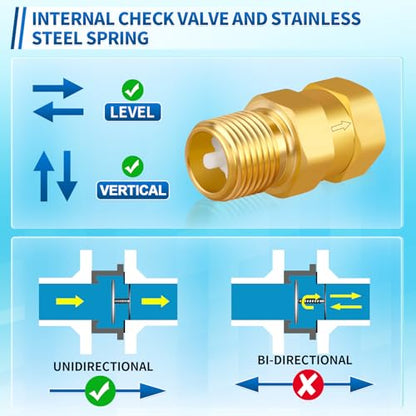 1/2'' NPT Lead-Free Brass RV Camper Water Heater Check Valve, Male-Female - style: Male to Female