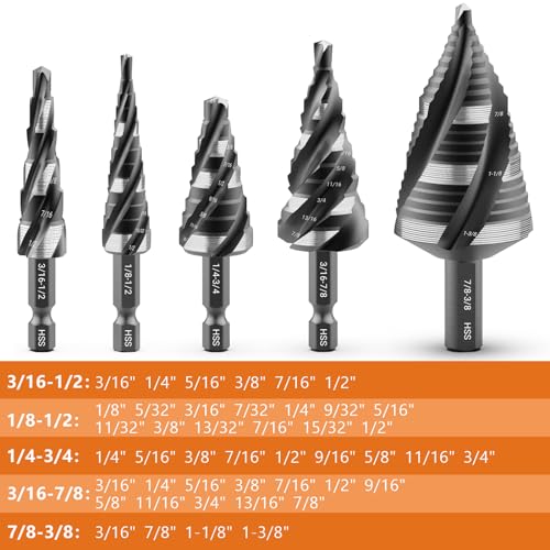 MABLEVI 12 Pcs HSS Four Spiral Flute Step Drill Bit & Countersink Set - size: 12 Pieces