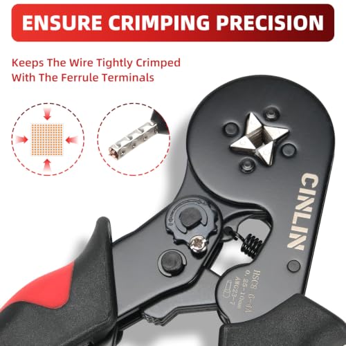 Ferrule Crimping Tool Kit,Wire Ferrule Kit Crimper Connectors,4 corners Self-adjustable AWG23-7 gauge1800PCS Ferrules Terminal,Crimpers Tools Pin Terminals Ratchet Pliers for Audio,Car,DIY