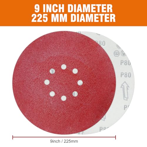 30 PCS 9 Inch Drywall Sanding Discs 80 Grit 8 Hole - color: 8 Hole, size: Grit 80