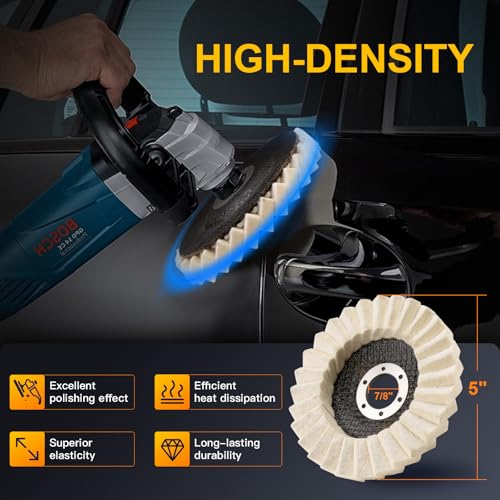 3Pcs 5" Wool Felt Polishing Wheel Discs for Metal Aluminum Grinder