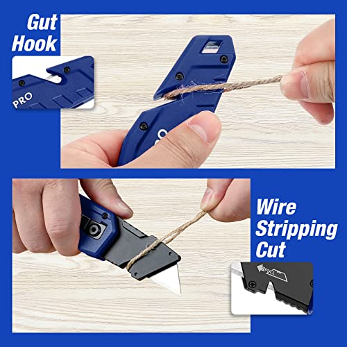 WORKPRO Folding Utility Knife with 10 Blades, Blue - color: Blue