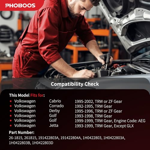 PHOBOOS Hydraulic Power Steering Rack and Pinion Fit for Volkswagen - size: 26-1815