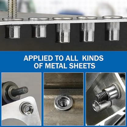 46Pcs 3/8 Rivet Nut, 304 Stainless Steel Rivet Nuts Flat Head Threaded Insert Rivnuts UNC 3/8-16 for Metal, Automotive,Aviation, and Furniture - size: SS 3/8 -16 46pcs