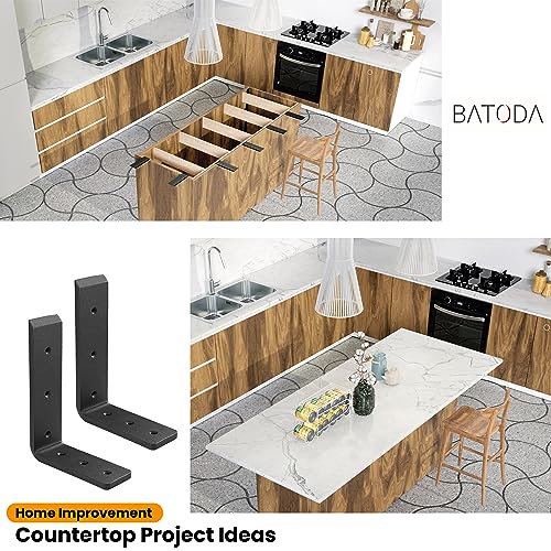 BATODA 10” Countertop Support Steel Brackets (2 PCS), Heavy Duty L Bracket - size: 10 Inch
