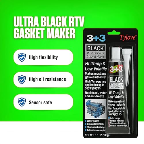 RTV Silicone Gasket Maker - High Temp 590°F Oil Resistant, Black - Professional Formula for Engine Oil Pan, Valve Cover, Transmission Housing - Non-Corrosive, Fast, No Drip Application (Black+Grey) - color: Black+Grey