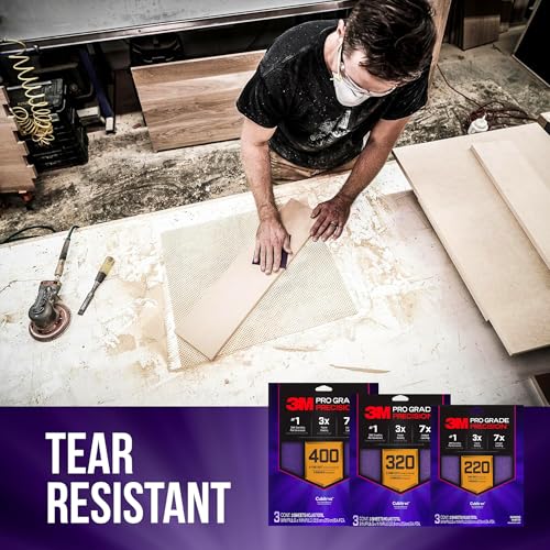 3M Pro Grade Precision Faster Sanding Sheets, NO-Slip Grip Backing, Assorted Grits 220/320/400, 9" x 11", 3 Sheets Each, 9 Total - style: Assorted Grits 220/320/400, 3 Sheets Each, 9" x 11"