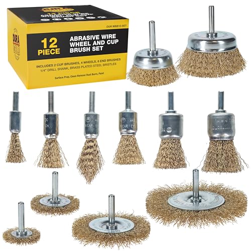 Dura-Gold 12-Pc Abrasive Brass-Coated Wire Wheel, Cup Brush, End Brush Set