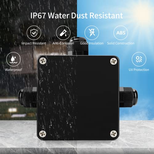 JINDOUZI ABS IP67 Waterproof Dustproof Electrical Junction Box, with 15A 600V Barrier Terminal Cable Connector, 3P Power Junction Box（3.26 * 3.18 * 2.2in） - size: 3P 3.26" x 3.18" x 2.2"