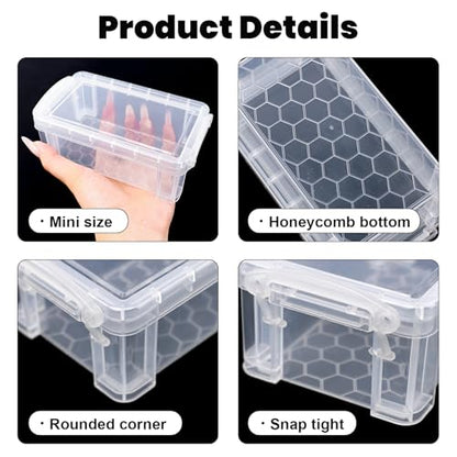 Small Plastic Box, Clear Mini Storage Bins, Stackable Tote with Lid-12 - color: 12-clear