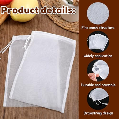 5 Pcs Nylon Brew Bags, Fine Mesh Brewing Bag Reusable Cold Brew Bags, 7.9 x 5.9 Inch Straining Bag for Beer, Wine, Cider, Mesh Strainer Steeping Bags - size: 7.9 x 5.9 Inch