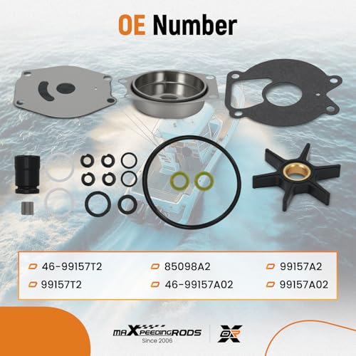 maXpeedingrods 99157T2 Water Pump Impeller Repair Kit for Mercury Mariner - size: For Mercury Mariner 9.9-25, 46-99157T2