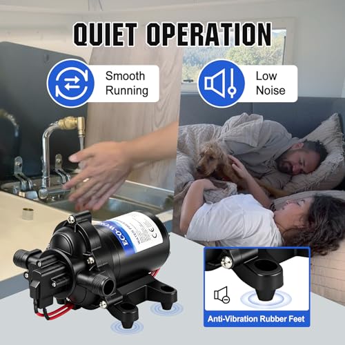 ECO-WORTHY RV Fresh Water Pump 12V DC 3.5GPM 45PSI with Pressure Switch, 12Volt Self Priming Water Pressure Diaphragm Pump On demand for RV Yacht Camper Sprayer Food Truck Black - color: Black 4