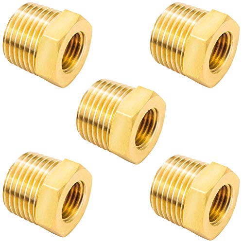 Joywayus 5Pcs Brass Reducing Hex Bushing 3/8" NPT Male to 1/4" NPT Female - size: 3/8" NPT Male x 1/4" NPT Female, style: 5PCS