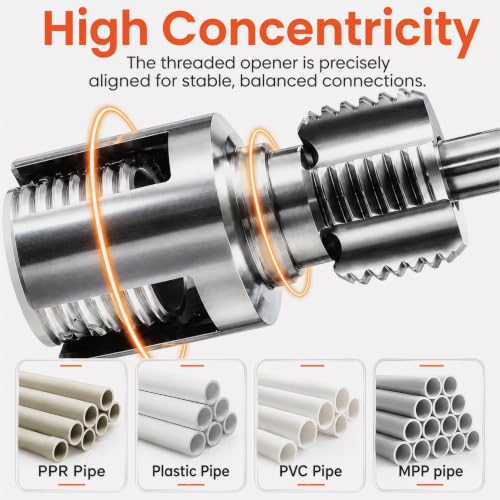 3PCS PVC Pipe Threader Kit, Internal & External Pipe Threading Tool for 1/2", 3/4" & 1" PVC/PPR Pipes, Drill Compatible Pipe Thread Cutter with 1/4" Hex Shank & Storage Case