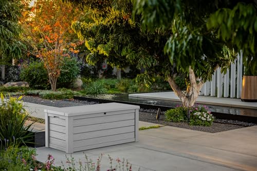 Keter Westwood 150 Gal Outdoor Storage Box for Patio and Pool Accessories - color: Light Grey