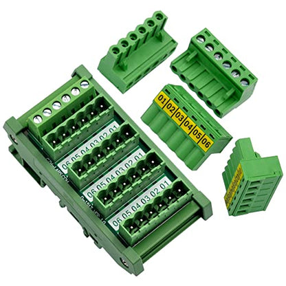 Slim DIN Rail Mount 10A/300V Pluggable Screw Terminal Block Distribution Module (5x6 Position) - style: 5x6 Position