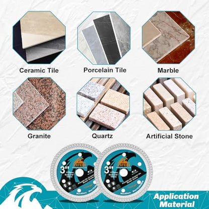 3" (75mm) x 3/8" (10mm) Arbor Super Thin Diamond Tile Blade, 3-Pack - size: X Mesh(for tile)