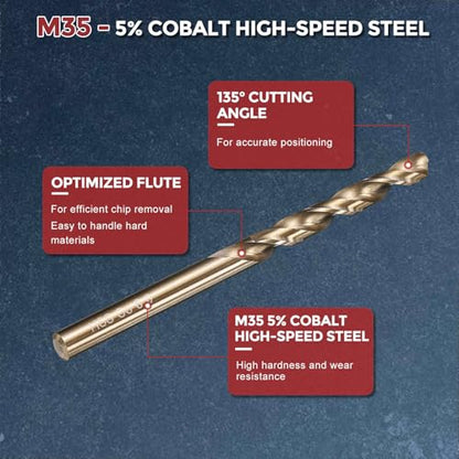 5pcs Drill Bit 6mm Diameter M35 5% Cobalt HSS for Metal - size: 6mm