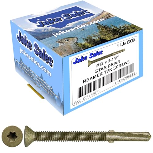 Jake Sales #12x2-1/2 Reamer Tek Torx/Star Head Self-Drilling Wood to Metal Screws - for Flatbeds, Trailers or Fastening Wood to Steel - T30 Torx Screw Head - (1 Pound Approx. 50 Screws) - size: 2-1/2"