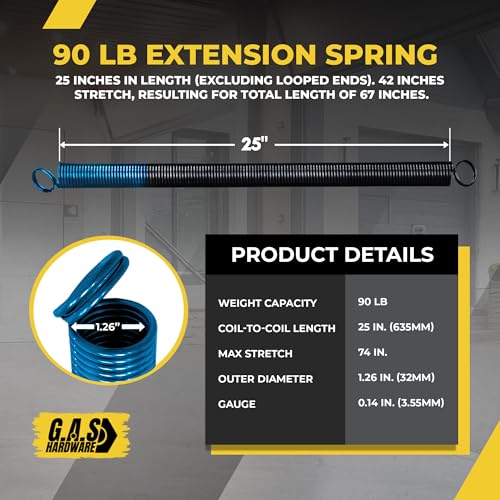 90 lb. Heavy-Duty Double-Looped Garage Door Extension Spring (2-Pack) | Springs for Garage Door Repair Garage Hardware Parts (‎90-Light Blue) - size: 90-Light Blue
