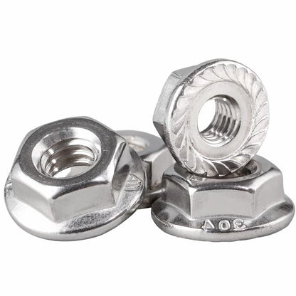 M5-0.8 Serrated Flange Hex Lock Nuts, 304 Stainless Steel Serrated Metric Hex Flange Lock Nuts,Hexagon Flange Nuts,Metric Nuts Fasteners,Bright Finish,50 Pcs - size: M5(50)