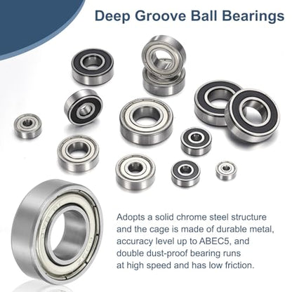 uxcell 8 Pack 699ZZ Deep Groove Ball Bearings, 9x20x6mm Chrome Steel Double Shield Bearing for Electric Motor, Home Appliances, Garden Machinery, (ABEC5) - size: 699ZZ