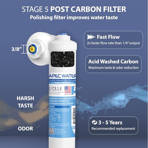 APEC Water FILTER-MAX90-38, RO Replacement Filter Set, US Made, 90 GPD - style: Complete Filter Set + 3/8" output