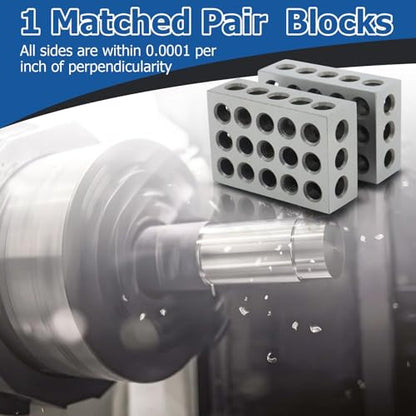WFLNHB 1 Matched Pair Accuracy 1 x 2 x 3 Inch Blocks 23 Holes 0.0002" Machinist 1-2-3 Set - size: 1" x 2" x 3", style: 23 Holes