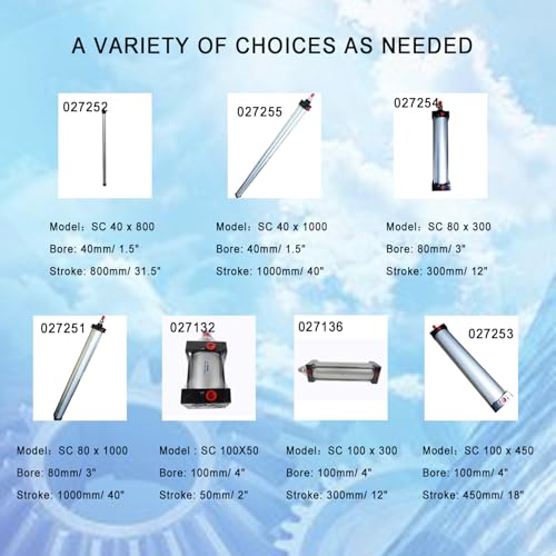 INTBUYING Air Cylinder Pneumatic Standard Cylinder Aluminum Alloy Magnetic Rod Dual Action Single Rod-SC 100 x 450 PT Bore:4" Stroke:18" - size: SC 100 x 450 PT Bore:4" Stroke:18"