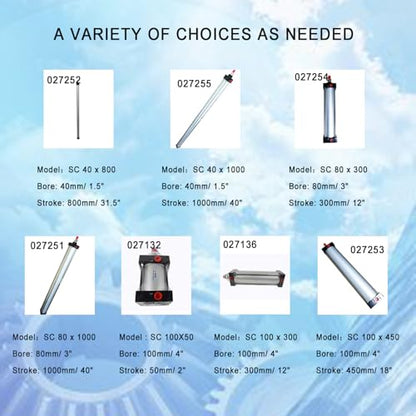 INTBUYING Air Cylinder Pneumatic Standard Cylinder Aluminum Alloy Magnetic Rod Dual Action Single Rod-SC 100 x 450 PT Bore:4" Stroke:18" - size: SC 100 x 450 PT Bore:4" Stroke:18"