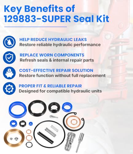 129883-SUPER Seal Kit Compatible with BT L2000 L2000-U L2300 L2300-U Manual Pallet Jacks, Hydraulic Unit Rebuild Repair Kit Includes U-Cups, O-Rings, Scrapers, Springs & Release Components