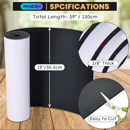 1/8" Thick, 12" x 59" Neoprene Foam Sheet with Adhesive - size: 1/8" x 12" x 59"
