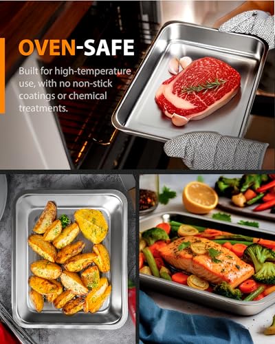 304 Stainless Steel Baking Pans Set, 2 Inch Deep Oven Pan, 16/12/9"